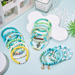 15Pcs Polymer Clay Heishi Beads Stretch Bracelets Sets&nbsp;BJEW-TA00679