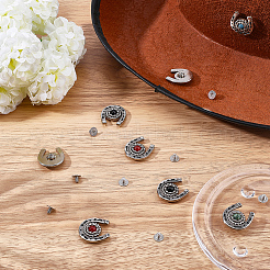 8Pcs 4 Styles Alloy & Natural African Turquoise(Jasper) & Natural Carnelian & Natural Black Stone & Dyed Natural Blue Agate Decorative Rivets&nbsp;HJEW-CP00084