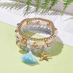 4Pcs 4 Style Natural & Synthetic Mixed Gemstone Beaded Stretch Bracelets Set&nbsp;BJEW-JB09115