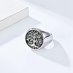 Retro Stainless Steel Tree of Life Finger Ring&nbsp;FIND-PW0020-06E-AS