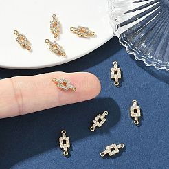 SHEGRACE Brass Micro Pave Clear Cubic Zirconia Connector Charms&nbsp;XGRQ3D050-505G