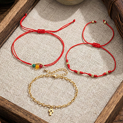 3Pcs Polyester Adjustable Glass Beaded Bracelet Sets&nbsp;SK7863-1