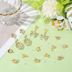 16Pcs 4 Styles Brass Micro Pave Cubic Zirconia Stud Earring Findings&nbsp;KK-BBC0018-64
