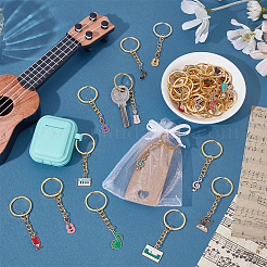 40Pcs 40 Styles Musical Note & Musical Instruments Alloy Enamel Keychains&nbsp;KEYC-PH01623