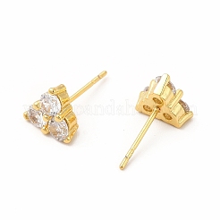Brass Micro Pave Cubic Zirconia Stud Earrings for Women&nbsp;EJEW-H091-12G