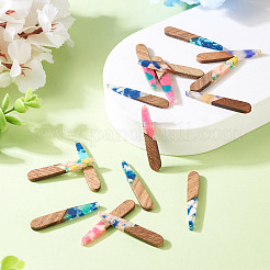16Pcs 8 Colors Resin and Walnut Pendants&nbsp;FIND-TA0006-44