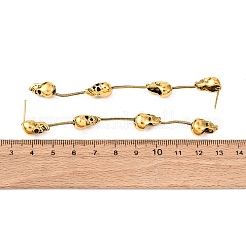 Halloween Tibetan Style Alloy Skull Tassel Stud Earrings&nbsp;EJEW-P328-01AG