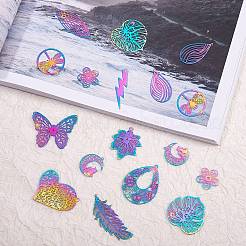 24Pcs 12 Style 201 Stainless Steel Filigree Pendants&nbsp;STAS-SZ0001-78