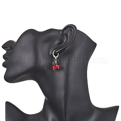 Cherry Glass with Acrylic Dangle Leverback Earrings&nbsp;EJEW-JE05612