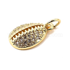 Rack Plating Brass Micro Pave Clear Cubic Zirconia Charms&nbsp;ZIRC-I057-01G-01