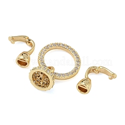 Ring Brass Micro Pave Clear Cubic Zirconia Fold Over Clasps&nbsp;KK-Z143-15G