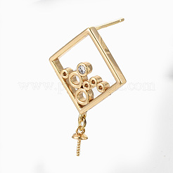 Brass Micro Pave Cubic Zirconia Stud Earring Findings&nbsp;KK-R117-057-NF