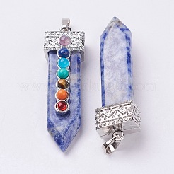 Natural Blue Spot Jasper with Synthetic & Natural Mixed Stone Chakra Big Pendants&nbsp;G-E415-A09