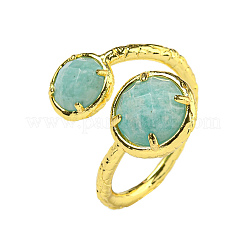 Round Natural Gemstone Open Cuff Rings&nbsp;RJEW-C087-02G