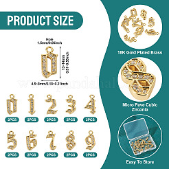 20Pcs 10 Styles Brass Micro Pave Cubic Zirconia Charms&nbsp;KK-TA0002-76