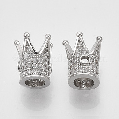 Rack Plating Brass Cubic Zirconia Beads&nbsp;ZIRC-S034-02P
