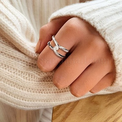 Brass Rhinestone Chunky Rings&nbsp;PW-WG7507A-01-1