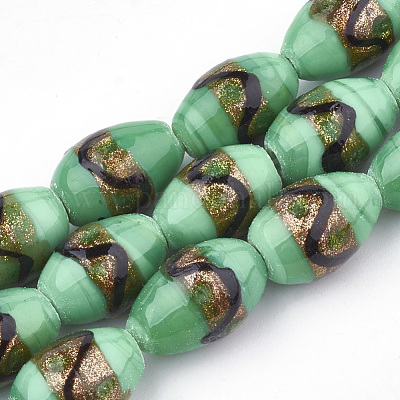 Handmade Gold Sand Lampwork Beads&nbsp;LAMP-T006-01G-1