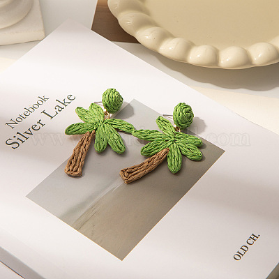 Raffia Dangle Stud Earrings&nbsp;WGDAA6F-02-1
