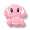 Silicone Focal Beads, Elephant, Flamingo, 30x29x9.5mm, Hole: 2.8mm