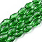Glass Beads Strands, Faceted, teardrop, Green, 11x8mm, Hole: 1mm, about 57~59pcs/strand, 26.38~26.77 inch