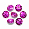 Pointed Back Glass Rhinestone Cabochons, Back Plated, Faceted, Flat Round, Camellia, 8x3.5mm
