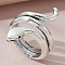 Alloy Open Cuff Ring, Knitting Loop Crochet Loop, Yarn Guide Finger Holder for Women, Antique Silver, Snake, Inner Diameter: 1.9cm