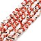 Handmade Flower Printed Porcelain Ceramic Beads Strands, Round, Orange Red, 6mm, Hole: 2mm, about 60pcs/strand, 13 inch
