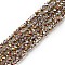 Electroplate Glass Beads Strands, Half Plated, Faceted, Rondelle, Rosy Brown, 2~2.3x1.7~1.9mm, Hole: 0.3mm, about 208~220pcs/Strand, 34~36cm