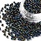 8/0 Glass Seed Beads, Iris Round, Colorful, 3mm, Hole: 1mm, about 10000pcs/pound