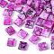 2-Hole Drawbench Glass Seed Beads, Opaque Spray Painted, Square, Medium Violet Red, 5x4.5~5x2~2.5mm, Hole: 0.5~0.8mm