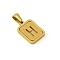 Stainless Steel Pendants, Real 18K Gold Plated, Rectangle, Letter H, 15x12mm
