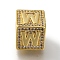 Brass Cubic Zirconia Beads, Cadmium Free & Nickel Free & Lead Free, Letter W, Square, Letter W, 9.5x9.5x9.5mm, Hole: 6mm