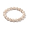 Natural Fossil Bead Stretch Bracelets, Faceted, Round, Inner Diameter: 2 inch~2-1/8 inch(5.2~5.5cm), Bead: 10mm
