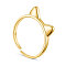 925 Sterling Silver Finger Ring, Cuff Rings, Open Rings, Cat Ear, Size 7, Golden, 17mm