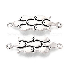 Tibetan Style Alloy Connector Charms, Fish Links, Cadmium Free & Lead Free, Antique Silver, 15x44.5x4mm, Hole: 2mm, about 137pcs/500g