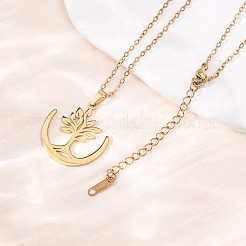 304 Stainless Steel Tree Pendant Cable Chain Necklaces for Men Women&nbsp;NJEW-K308-05D-G