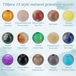 750Pcs 15 Styles Natural Mixed Germstone Beads&nbsp;G-ME0001-03