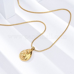 304 Stainless Steel Teardrop Pendant Snake Chain Necklaces&nbsp;NJEW-U026-09G