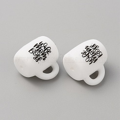 Cup with Word Pattern Silicone Beads&nbsp;SIL-WH0006-18H