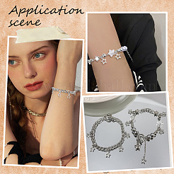 Star Iron Chains Charm Bracelets & Zinc Alloy Star Pendant 3 Layered Necklaces for Women&nbsp;SJEW-SC0001-02