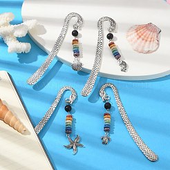 Chakra Raw Natural Dyed Lava Rock Beaded Bookmarks&nbsp;AJEW-JK00291