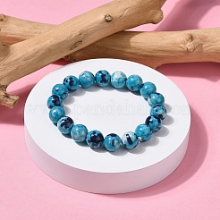 Ocean White Jade Round Beaded Stretch Bracelets&nbsp;BJEW-G019-4