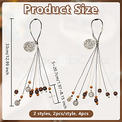 4Pcs 2 Styles Polyester & Alloy & Wood Medal Pendant Decorations&nbsp;HJEW-OC00330