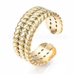 304 Stainless Steel Twist Rope Open Cuff Ring&nbsp;RJEW-T023-47G