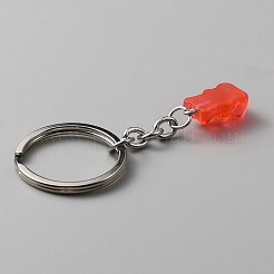 Candy Color Transparent Bear Resin Pendant Keychain&nbsp;KEYC-WH0034-34B-05