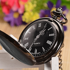Openable Flat Round Alloy Pendant Pocket Watches&nbsp;WACH-D046