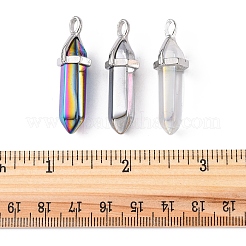 3Pcs 3 Colors Faceted Bullet Glass Pointed Pendants&nbsp;KK-FS0001-09