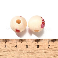 Valentine's Day Element Printed Wood Beads&nbsp;WOOD-R002-01-02