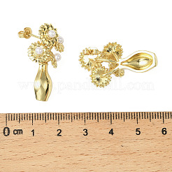 Brass Plastic Imitation Pearl Stud Earrings&nbsp;LS-EJEW-G438-01G-02